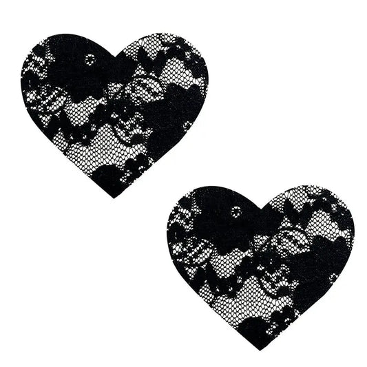 Neva Nude Pasty Heart Lace Black  Lingerie - Pasties and Tassels
