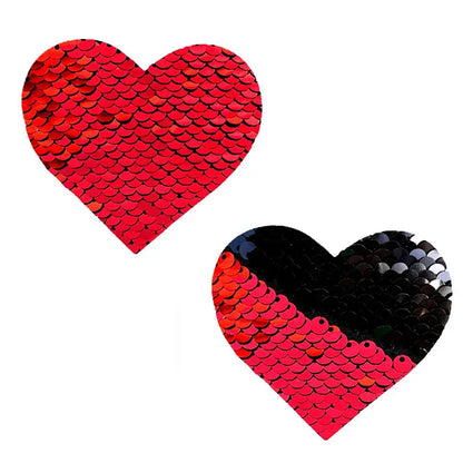 Neva Nude Pasty Heart Sequins Red To Black  Lingerie - Pasties and Tassels