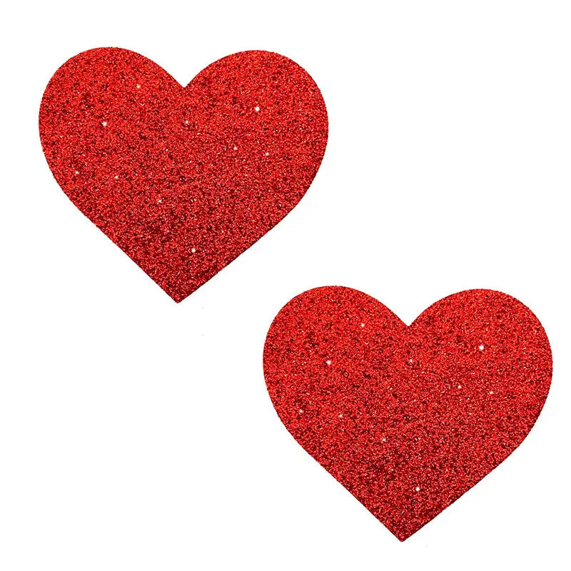 Neva Nude Pasty Hearts Glitter Red  Lingerie - Pasties and Tassels