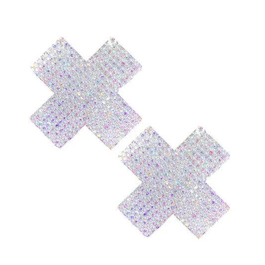 Neva Nude Pasty X Factor Crystal Silver  Lingerie - Pasties and Tassels