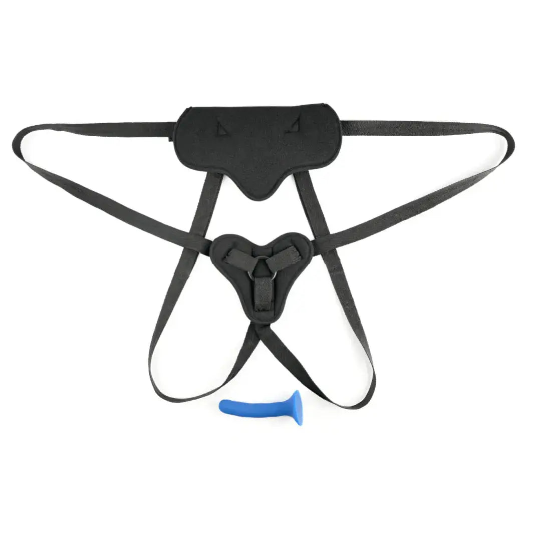 New Comer's Strap-On Dildo Pegging Set Harness & 5.25 in. Dildo Blue/Black  Bondage Kits