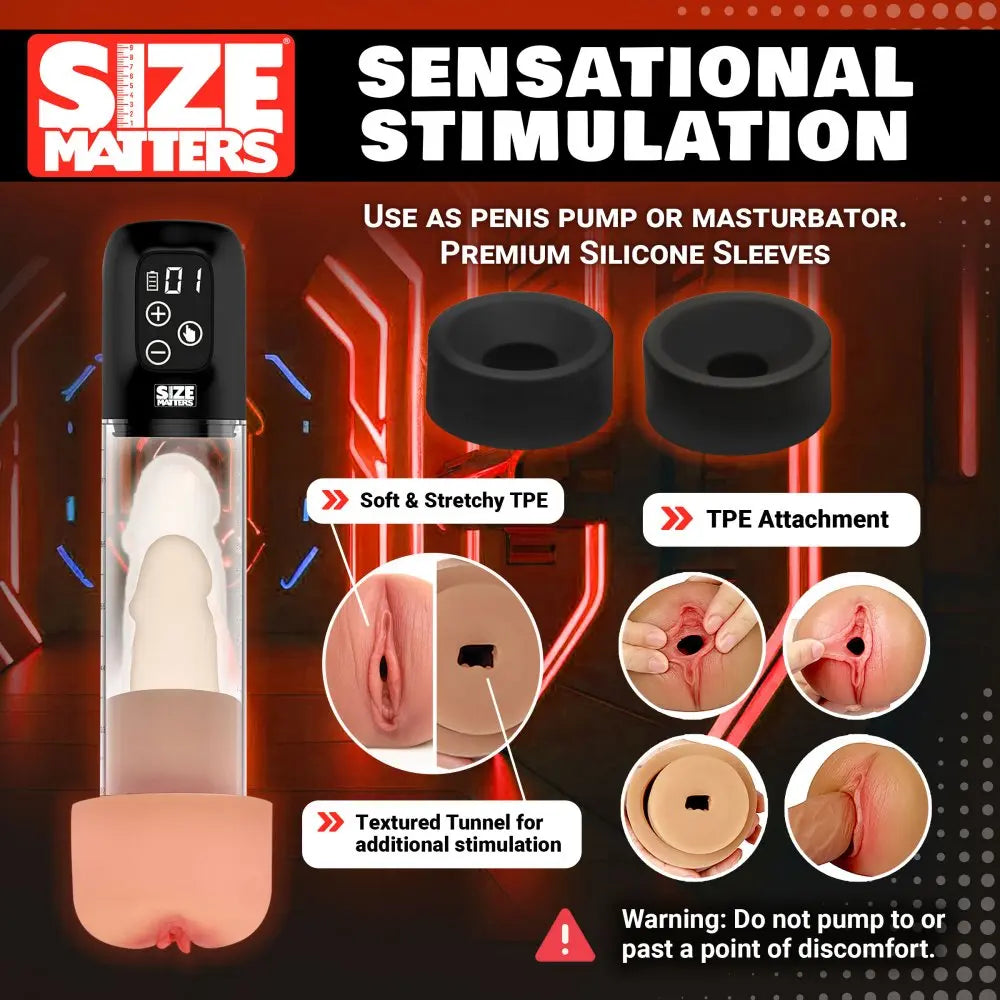 New! Combo Penis Pump and Stroker Sleeve - Sucking Penis Pump with Attachments  Penis Extenders and Sleeves