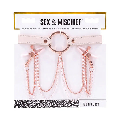 Nipple Clamps with Chain Peaches ‘n CreaMe BDSM Collar with Nipple Clamps  Collars and Leads