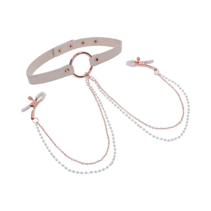 Nipple Clamps with Chain Peaches ‘n CreaMe BDSM Collar with Nipple Clamps  Collars and Leads
