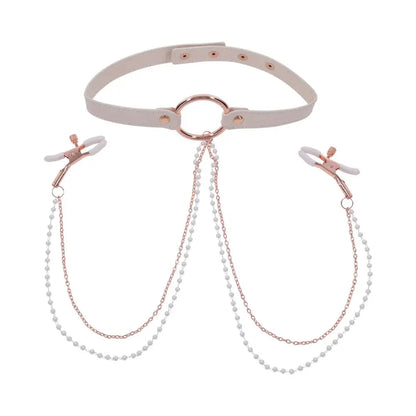 Nipple Clamps with Chain Peaches ‘n CreaMe BDSM Collar with Nipple Clamps  Collars and Leads
