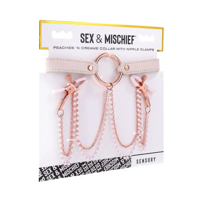 Nipple Clamps with Chain Peaches ‘n CreaMe BDSM Collar with Nipple Clamps  Collars and Leads