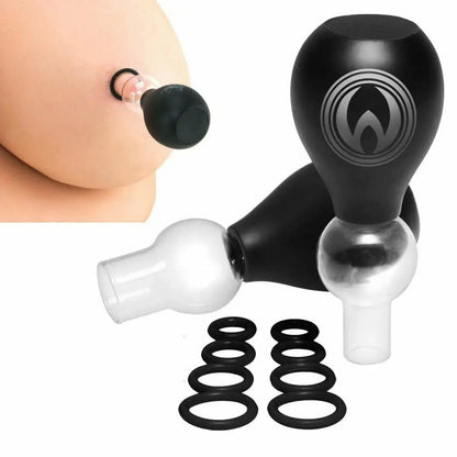 Nipple Pump and Nipple Enlarger Kit - Nipple Amplifier Enlargement Bulbs with O-Rings  Nipple and Clit Toys