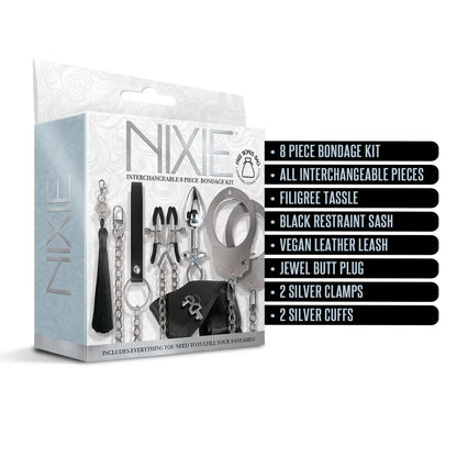 Nixie Interchangeable 8 pc Bondage Kit with Metal Sex Handcuffs  Bondage Kits