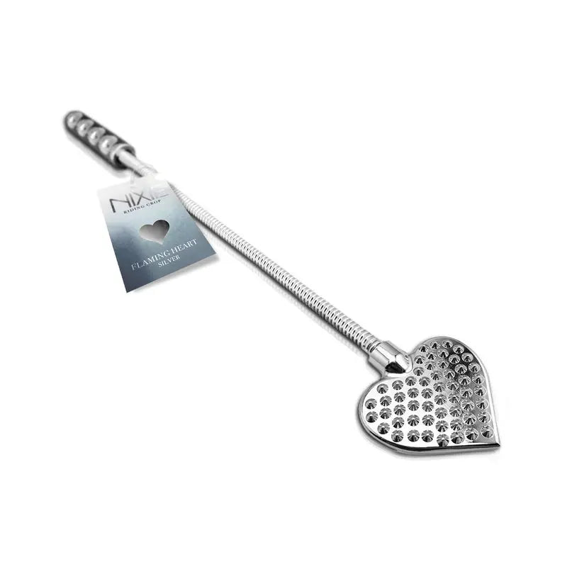 Nixie Metal Riding Crop Flaming Heart  Fetish - Whips Crops & Paddles