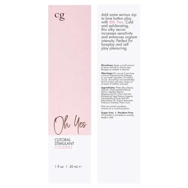 OH YES Cooling Clitoral Stimulant - Fragrance Free 1oz | 30mL  Lubes, Lotions and Accessories