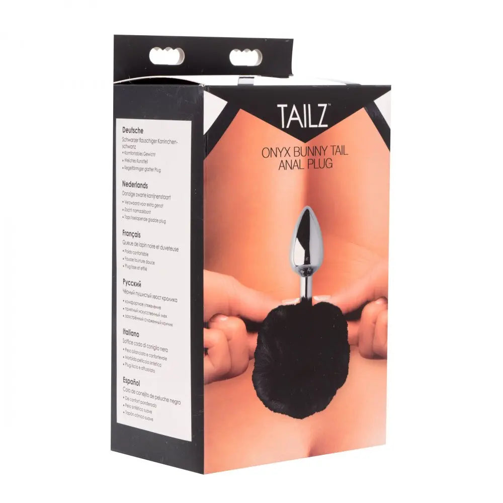 Onyx Bunny Tail Anal Plug  BDSM Pet Play Anal Plug