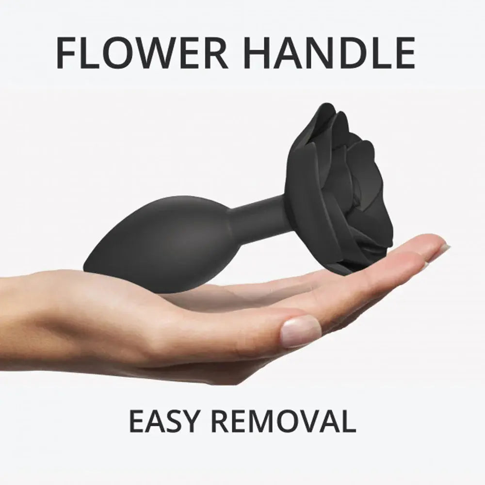 Open Roses Silicone Anal Plug Black Onyx Large  Anal Plug Sex Toy