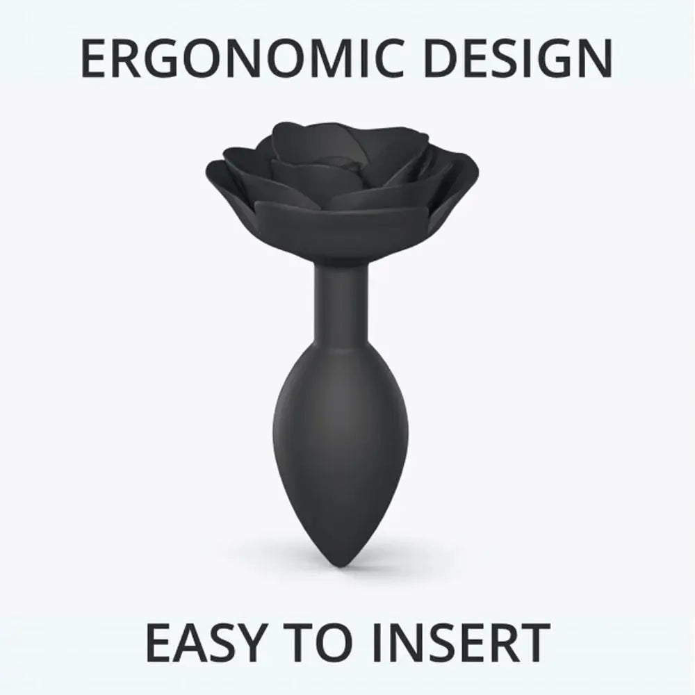 Open Roses Silicone Anal Plug Black Onyx Large  Anal Plug Sex Toy