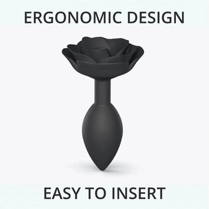 Open Roses Silicone Anal Plug Black Onyx Large  Anal Plug Sex Toy