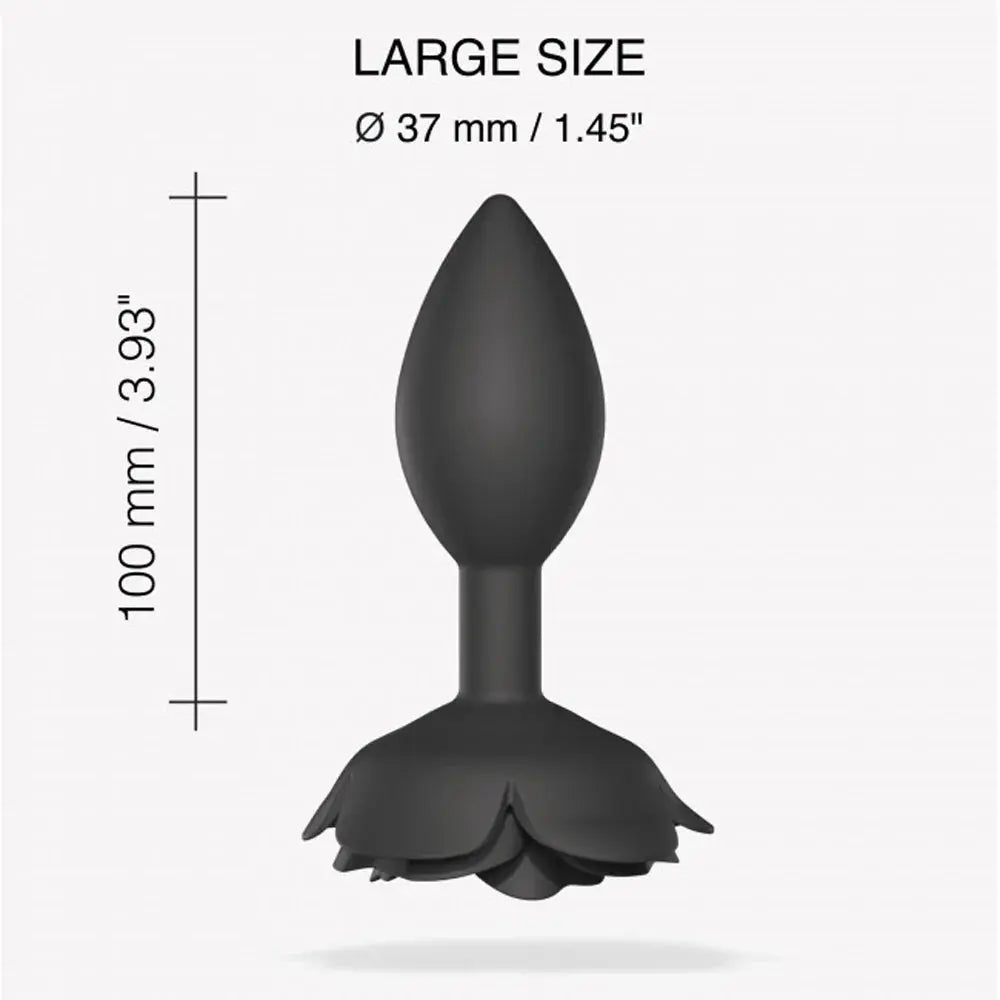 Open Roses Silicone Anal Plug Black Onyx Large  Anal Plug Sex Toy