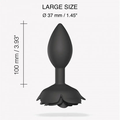 Open Roses Silicone Anal Plug Black Onyx Large  Anal Plug Sex Toy