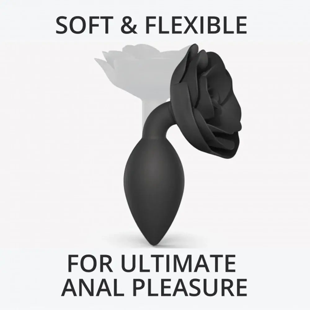 Open Roses Silicone Anal Plug Black Onyx Large  Anal Plug Sex Toy
