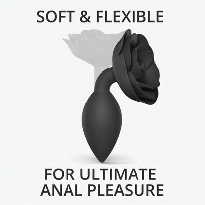 Open Roses Silicone Anal Plug Black Onyx Large  Anal Plug Sex Toy