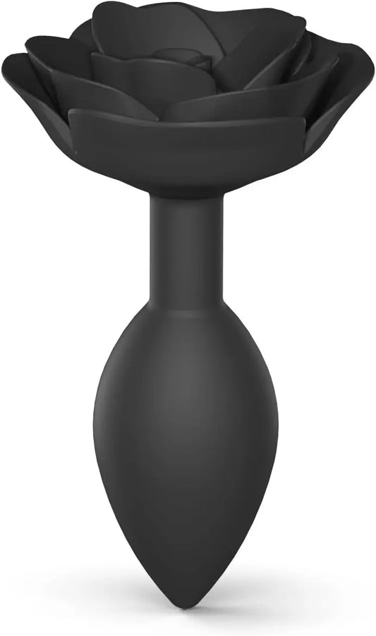 Open Roses Silicone Anal Plug Black Onyx Large  Anal Plug Sex Toy