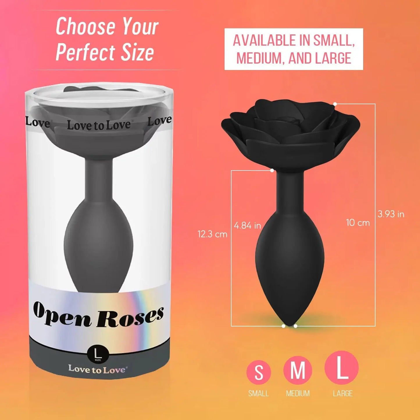 Open Roses Silicone Anal Plug Black Onyx Large  Anal Plug Sex Toy
