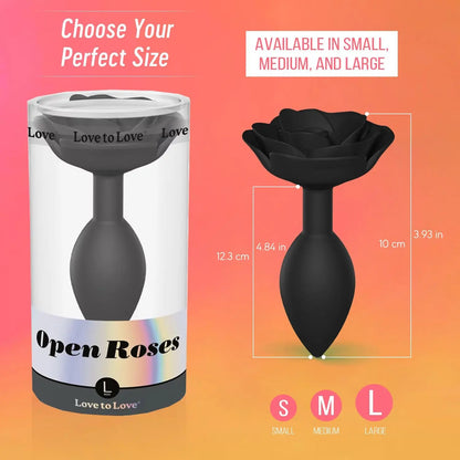 Open Roses Silicone Anal Plug Black Onyx Large  Anal Plug Sex Toy