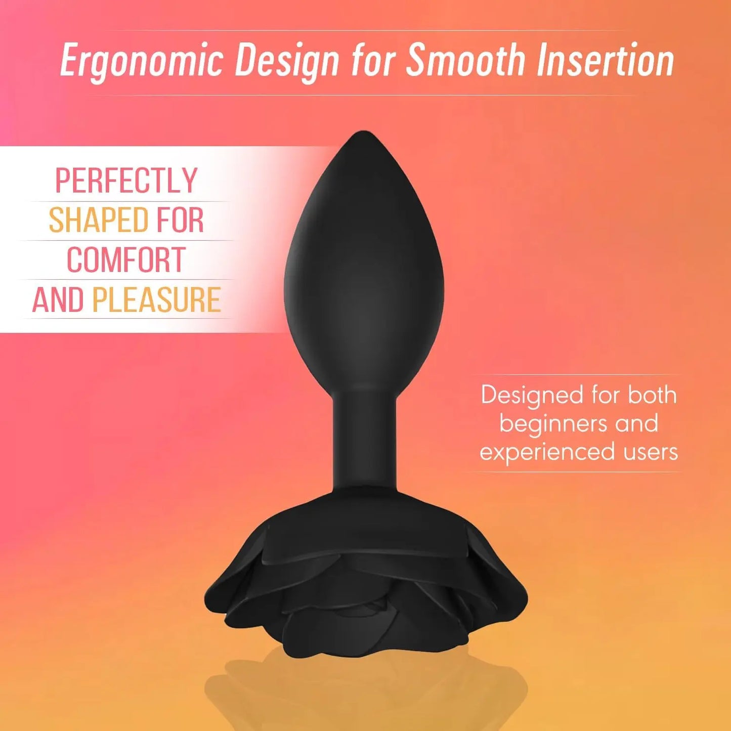 Open Roses Silicone Anal Plug Black Onyx Large  Anal Plug Sex Toy