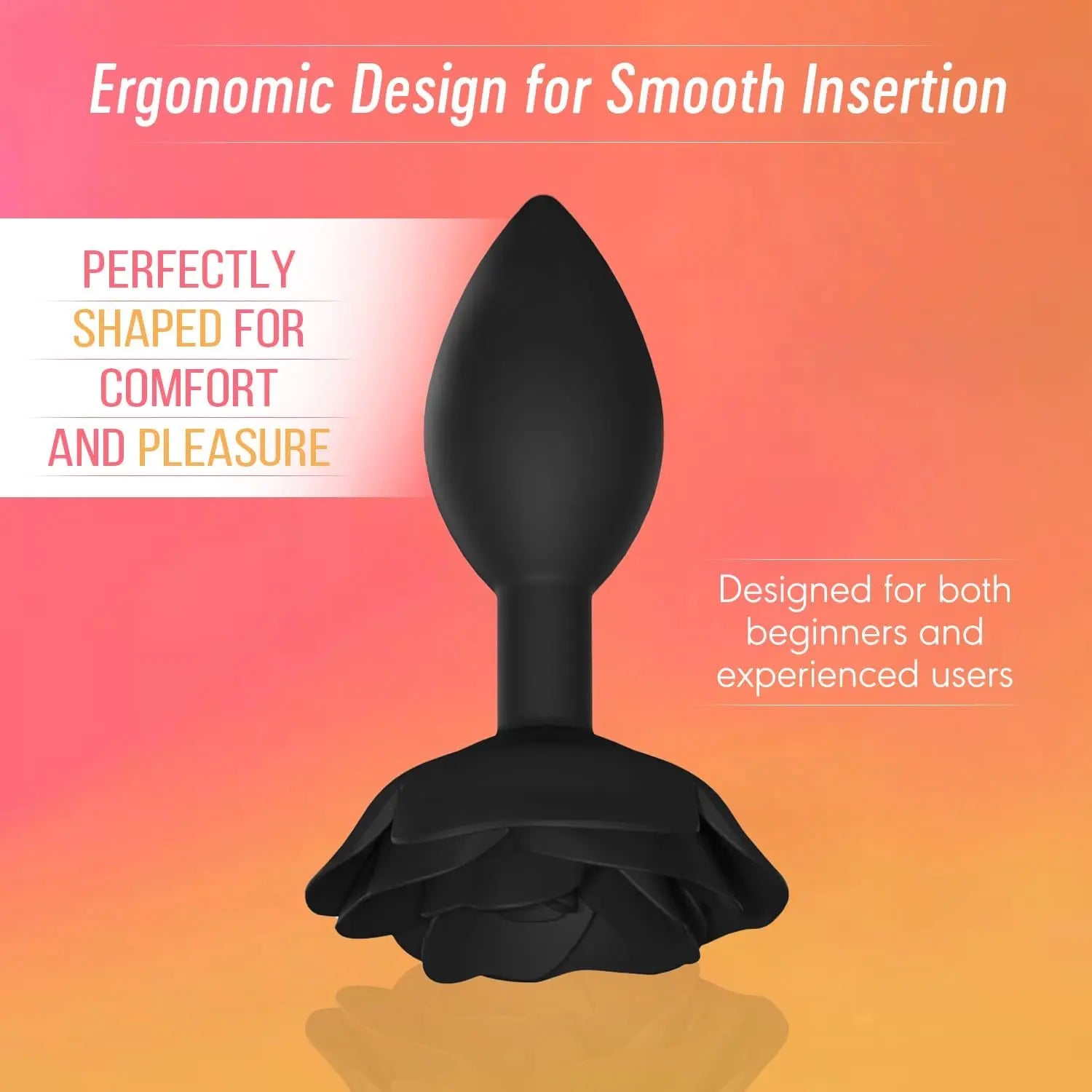 Open Roses Silicone Anal Plug Black Onyx Large  Anal Plug Sex Toy