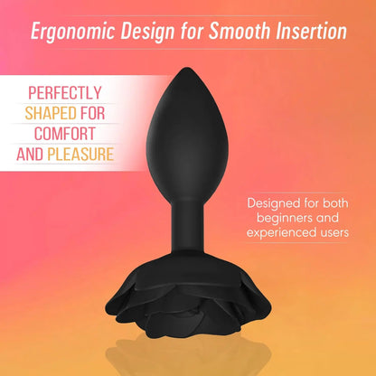 Open Roses Silicone Anal Plug Black Onyx Large  Anal Plug Sex Toy