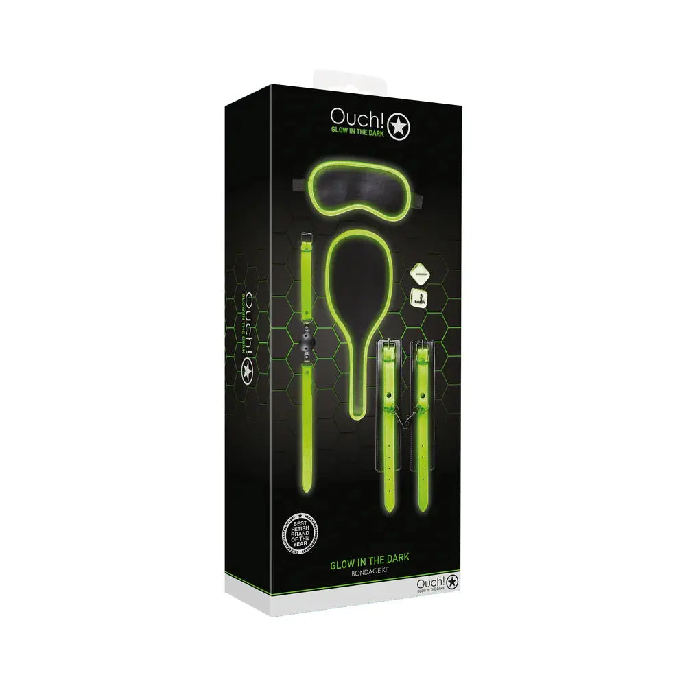 Ouch! Glow in the Dark 7-Piece Bondage Kit Neon Green  Bondage Kits