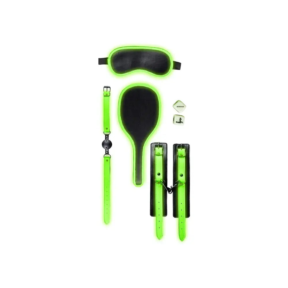 Ouch! Glow in the Dark 7-Piece Bondage Kit Neon Green  Bondage Kits