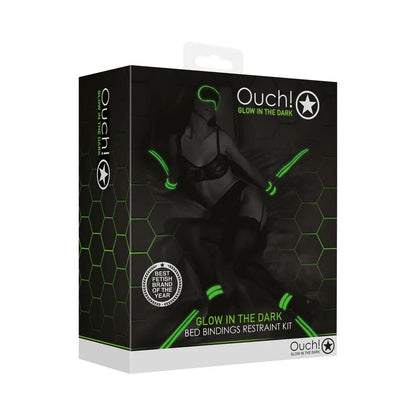 Ouch! Glow in the Dark Bed Bindings Restraint Kit Neon Green  Fetish - Cuffs & Restraints
