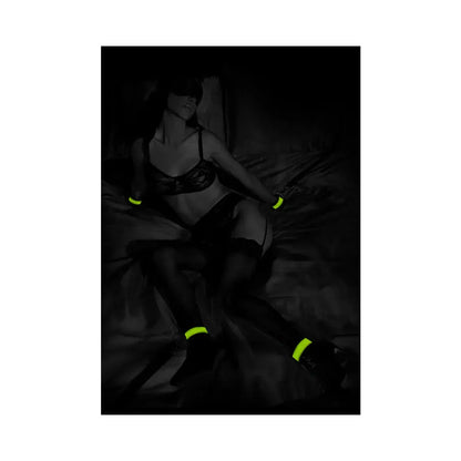 Ouch! Glow in the Dark Bed Bindings Restraint Kit Neon Green  Fetish - Cuffs & Restraints
