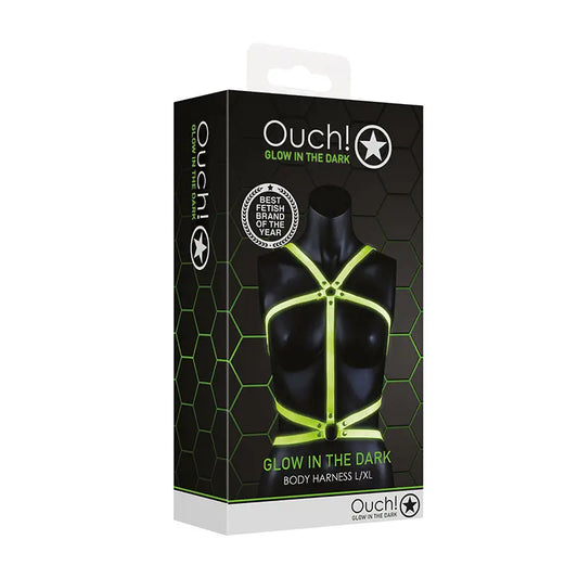 Ouch! Glow in the Dark Body Harness Neon Green L/XL  Harnesses