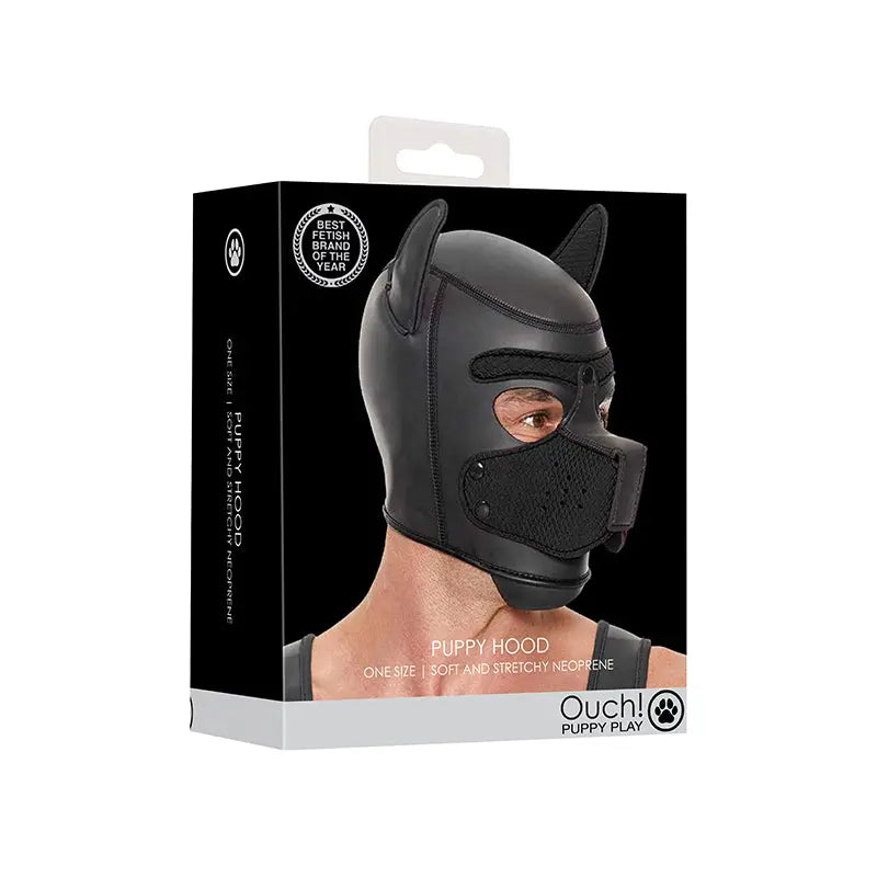 Ouch! Puppy Play Neoprene Puppy Hood Black  Fetish - Masks