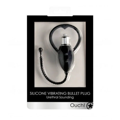 Ouch! Urethral Sounding Silicone Vibrating Bullet Plug Black  Fetish - Urethral