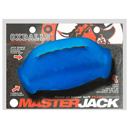 OxBalls Masterjack Double Penetration Stroker Male Masturbator - Blue Ice  Manual Stroker
