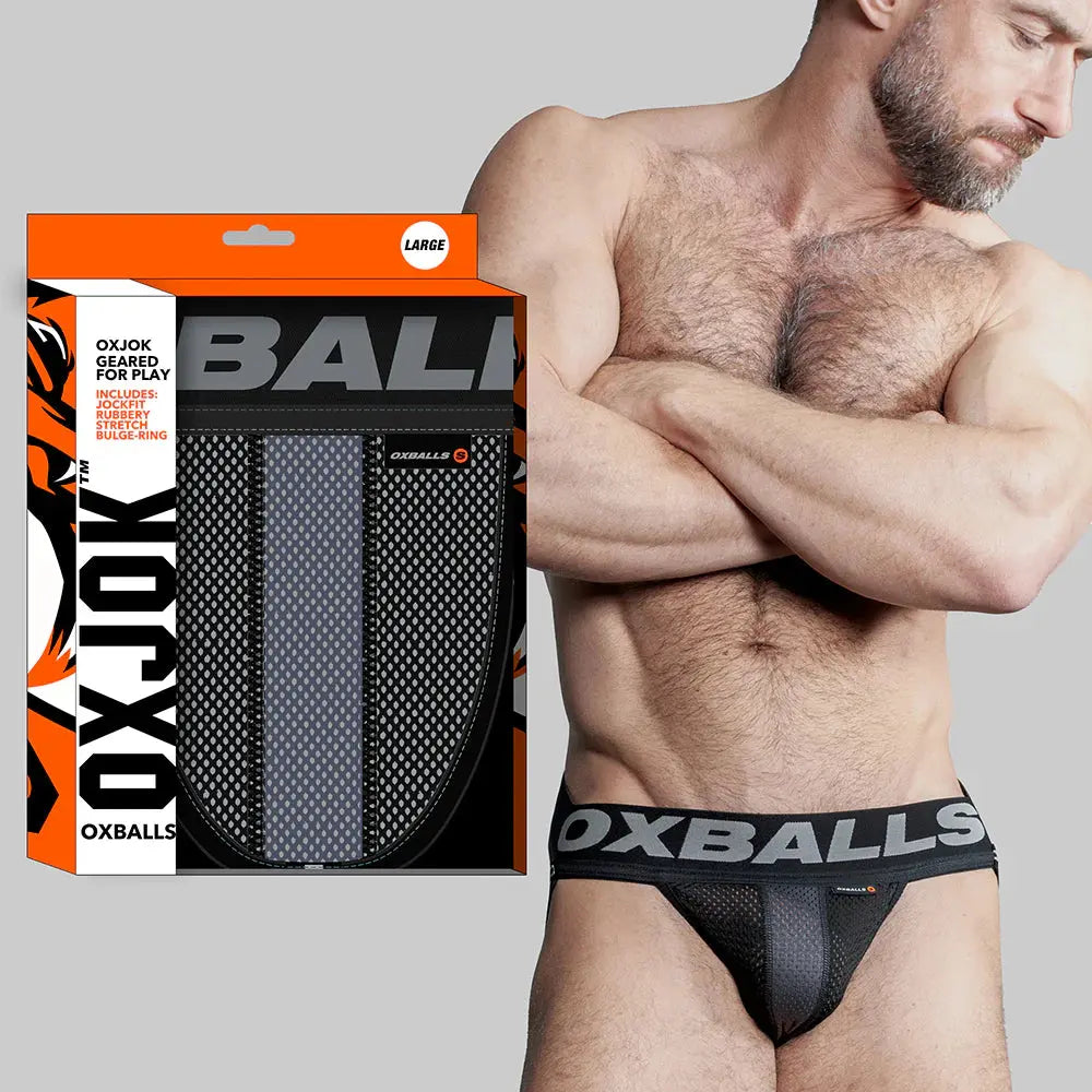 Oxballs Oxjok Airmesh Swagger Slider-Strap Jock Tar Black M  Lingerie For Him