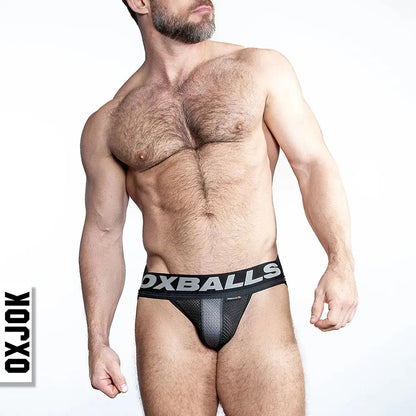 Oxballs Oxjok Airmesh Swagger Slider-Strap Jock Tar Black XL  Lingerie For Him