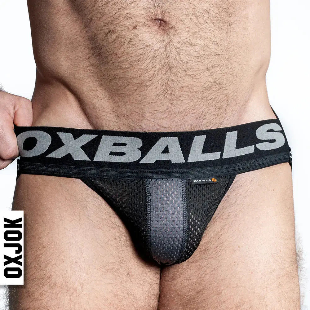 Oxballs Oxjok Airmesh Swagger Slider-Strap Jock Tar Black XL  Lingerie For Him