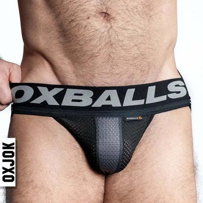 Oxballs Oxjok Airmesh Swagger Slider-Strap Jock Tar Black XL  Lingerie For Him