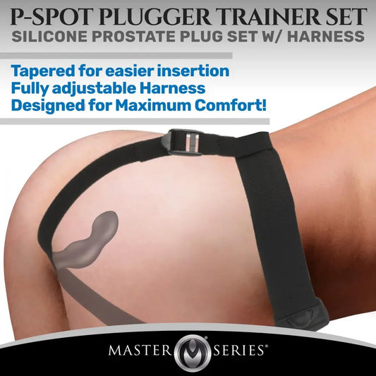 P-Spot Plugger Anal Trainer Set 3 Piece Prostate Plug Set with Bondage Harness  Prostate Play