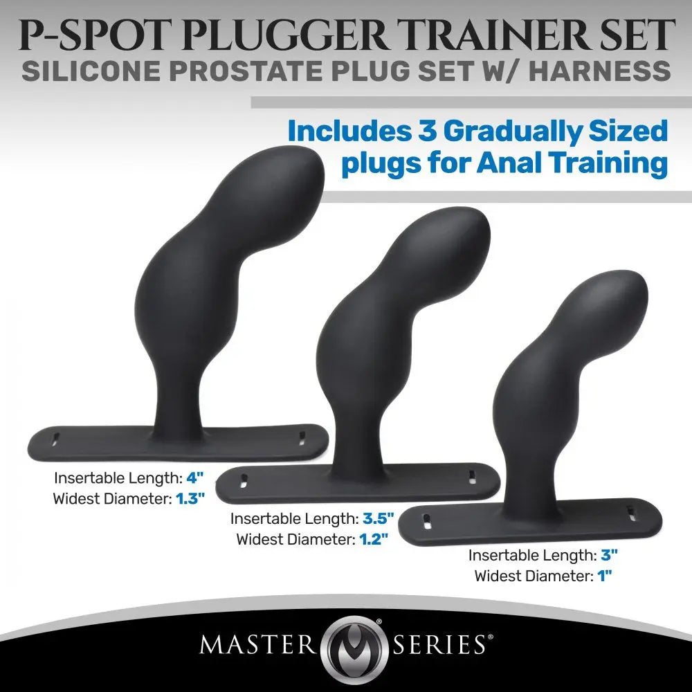 P-Spot Plugger Anal Trainer Set 3 Piece Prostate Plug Set with Bondage Harness  Prostate Play