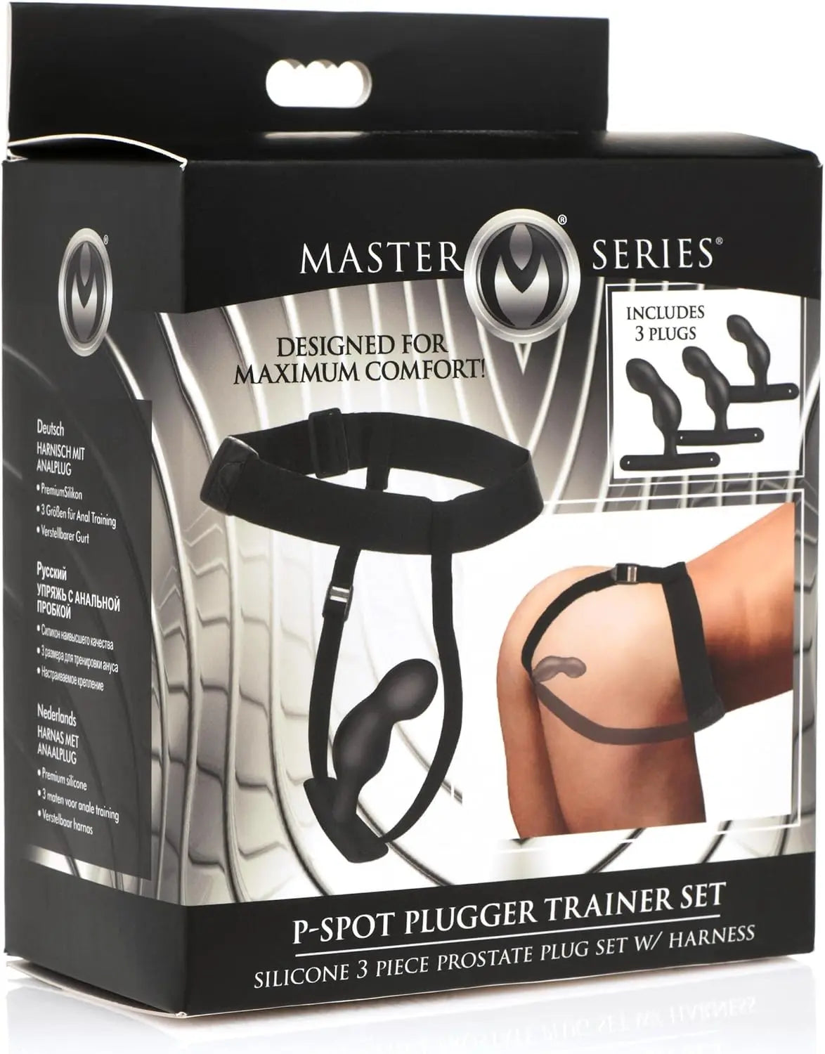 P-Spot Plugger Anal Trainer Set 3 Piece Prostate Plug Set with Bondage Harness  Prostate Play