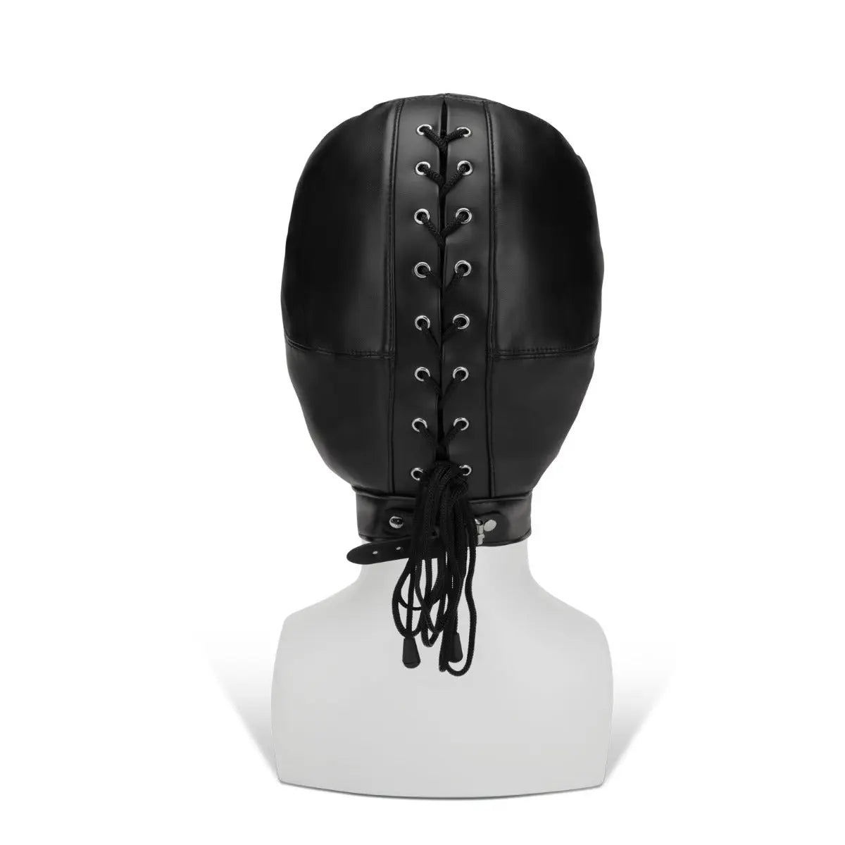 PU Leather Bondage Hood with Eyes Nose Mouth  Bondage Hood