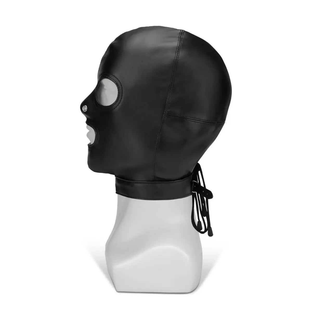 PU Leather Bondage Hood with Eyes Nose Mouth  Bondage Hood