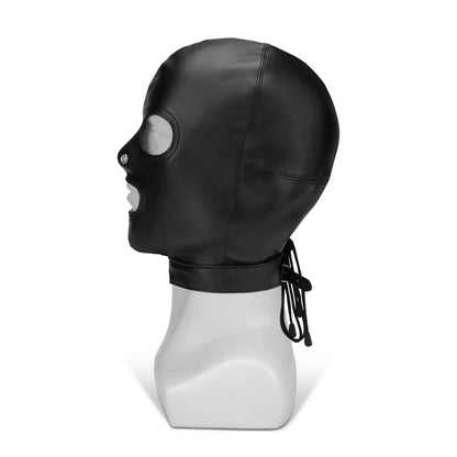 PU Leather Bondage Hood with Eyes Nose Mouth  Bondage Hood