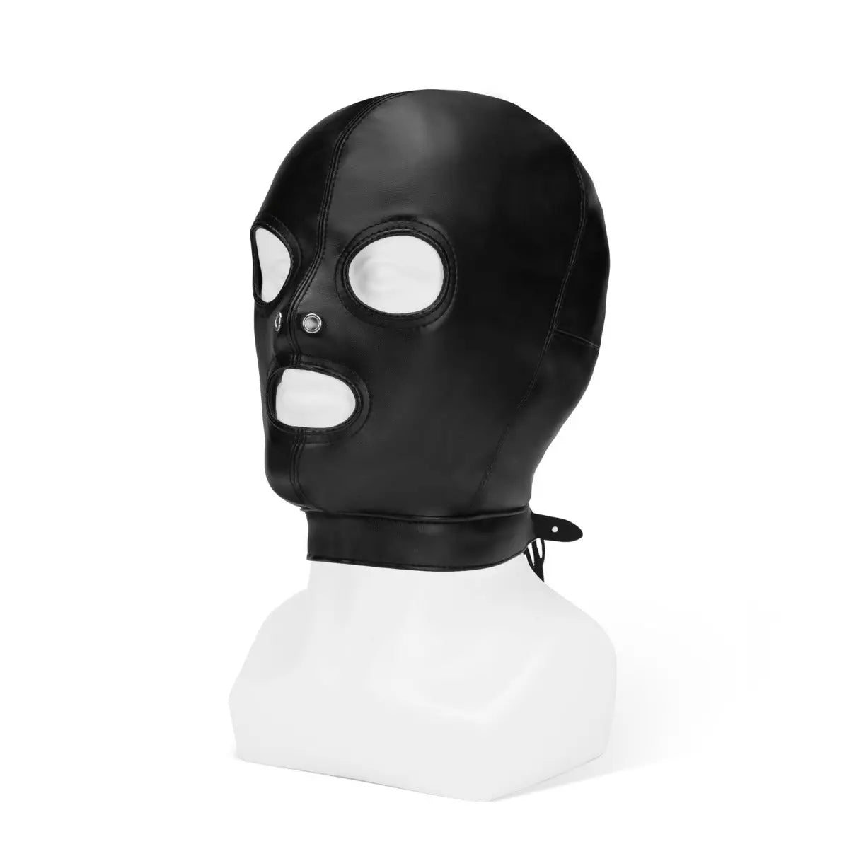 PU Leather Bondage Hood with Eyes Nose Mouth  Bondage Hood