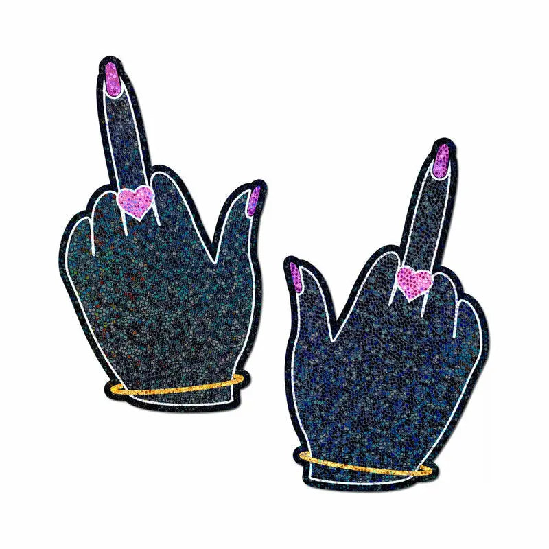 Pastease Glitter Fuck You Middle Finger Pasties  Lingerie - Pasties and Tassels