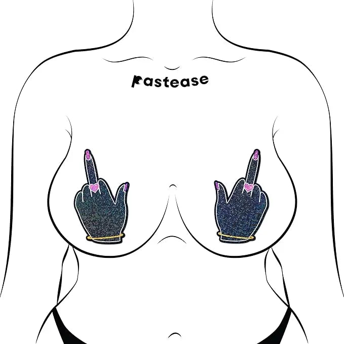 Pastease Glitter Fuck You Middle Finger Pasties  Lingerie - Pasties and Tassels