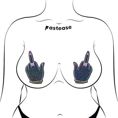 Pastease Glitter Fuck You Middle Finger Pasties  Lingerie - Pasties and Tassels